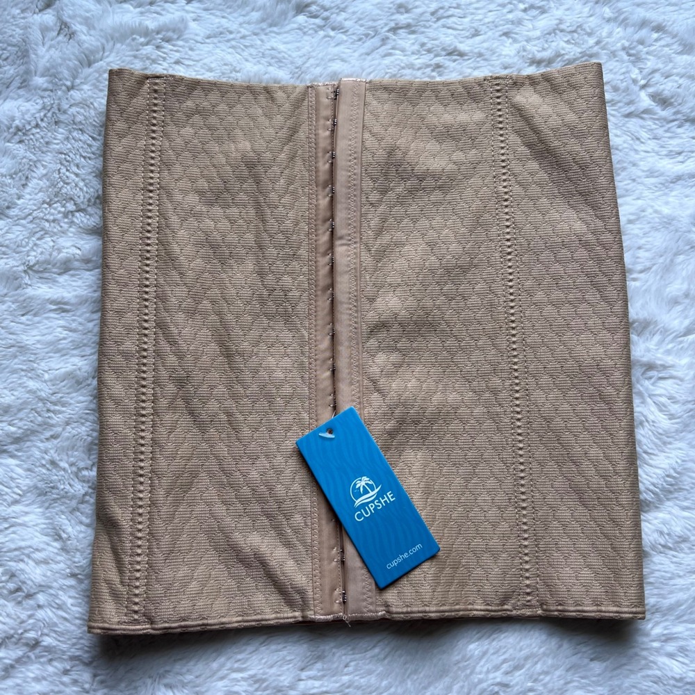 Cupshe Tan Textured Waist Trainer Cincher Hook & Eye Shapewear Size Small‎ NWT